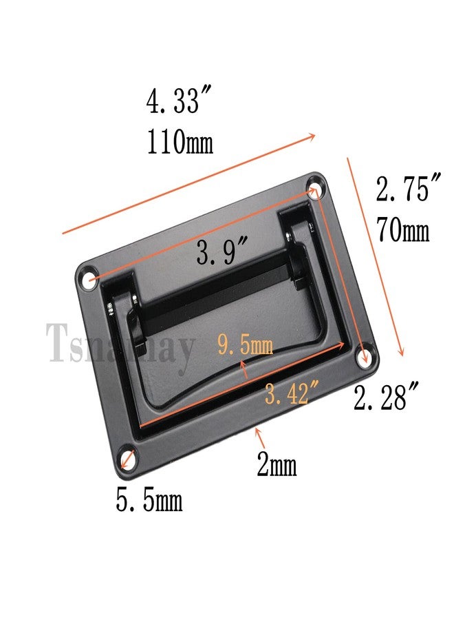 Tsnamay 2Pcs Black Recessed Pull Handle,Zinc Alloy Flush Lift Recessed Door Handle,Heavy Duty Handle for Toolbox Chest Case 4.33"x2.75"/110x70mm - Image 2